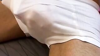 TwinkUndie.com - Skinny homo's solo jerk off session in white underwear
