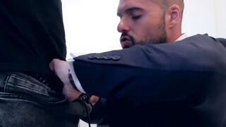 PlayingMen.com - Man in a suit bangs his business partner doggystyle with deep and ha