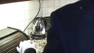 Busty maid Savannah Gold is fucked to orgasm by a masked stud