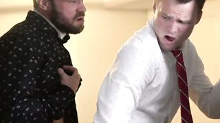 FatherXXX.com - Magnetic stairwell pounding by pastor's massive cock