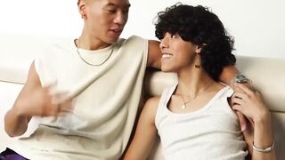 Curly haired twink Chenny had a date with Sammy Sinsss and his enormous cock