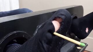 MaleFeetXXX.com - Drew Harper locked up and subjected to a hairy guy's hot foot