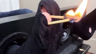 MaleFeetXXX.com - Drew Harper locked up and subjected to a hairy guy's hot foot