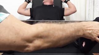 MaleFeetXXX.com - Drew Harper locked up and subjected to a hairy guy's hot foot