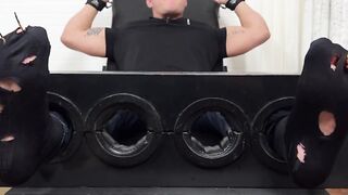 MaleFeetXXX.com - Drew Harper locked up and subjected to a hairy guy's hot foot