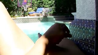 Masturbation session with lovely stud that is in public