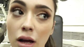 Stepbrother stretched out Ashly Andersons sweet pussy in a public gym