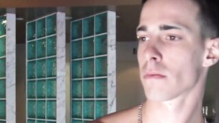 LecheLatinos.com - Inked guy intense cock stroking post photoshoot