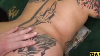 Goth chub Lily Brutal fed cum after rough cock insertion