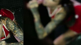Busty tattooed slut Rocky Emerson devours a BBC and swallows cum