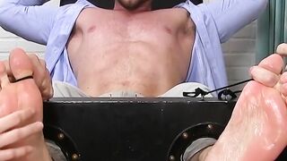 MaleFeetXXX.com - Bound stud endures tickling and foot fetish torment
