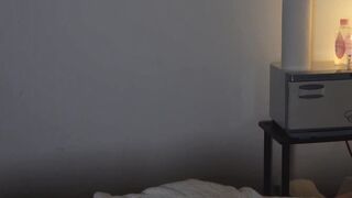 Fit Mia rubs down Mike before teasing handjob and cum milking