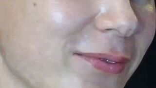 Redhead shemale jerking her shaved cock