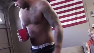 Sexy stud makes his blonde friends suck his hard cock
