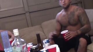 Sexy stud makes his blonde friends suck his hard cock