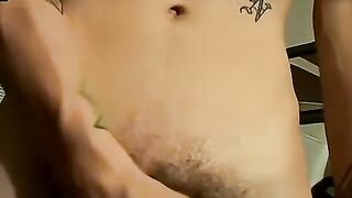 Horny Bentley jacking out a spunky cum load out of his balls