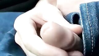Horny thug Billy jerking off his juicy fuck stick in the car