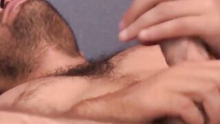 MenWithFur.com - Hairy daddy strokes his big cock in solo masturbation