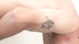OTBXXX.com - Cock-riding Latin twink blasts cum while getting his tight ass fucked