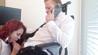 Redhead Sirena Milano seduces and rides huge cock to get a loan