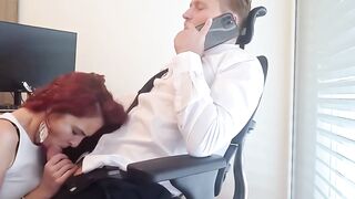 Redhead Sirena Milano seduces and rides huge cock to get a loan