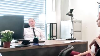 Redhead Sirena Milano seduces and rides huge cock to get a loan