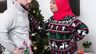 There is nothing like Christmas spirit to spice things up as Arab babe rides a fat co