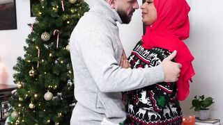 There is nothing like Christmas spirit to spice things up as Arab babe rides a fat co