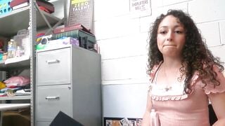 Security officer finds pink vibrator in Pixie Smalls cute pussy