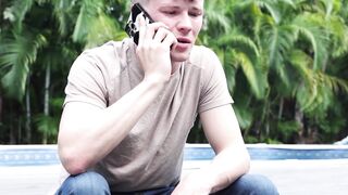 Bottom Damian Rose and Danny Shine giving wet blowjob to Killian Knox