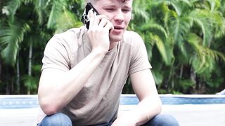 Bottom Damian Rose and Danny Shine giving wet blowjob to Killian Knox