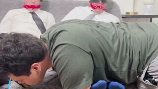 Jock Dan Edwards foot worships young Drew Harper and Archie Paige