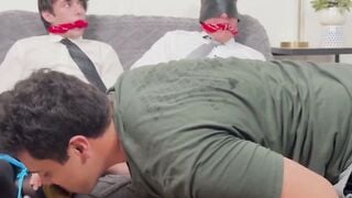 Jock Dan Edwards foot worships young Drew Harper and Archie Paige