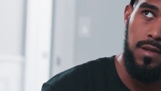 MaleNoir.com - Bearded XL's big black baton pokes Travis's bouncy ass