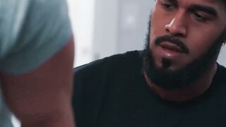 MaleNoir.com - Bearded XL's big black baton pokes Travis's bouncy ass
