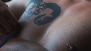 KawasakiYoshi.com - Muscular Ricky shoots his load down the window while stroking his
