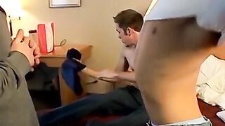 Homosexual trio sucking young cock before facial