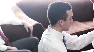 BoyMissionary.com - Mormon elder sucks dick while taking a raw, divine cock deep in h