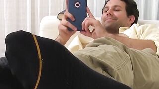 MaleFeetXXX.com - Hunky gentleman Jet's self-love with sexy feet massage