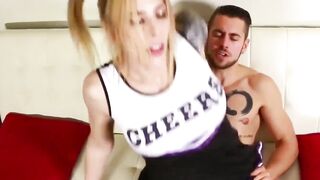 TSCasey.com - Tgirl cheerleader Casey Kisses blows dick intensely before bareback fuc