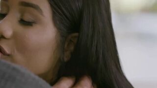 Busty Ebony Jenna Foxx is attracted to her tutor so she teases him with her sex appea