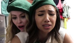 Kimora Quin and Haley Spade shove fingers into their pussies after stealing