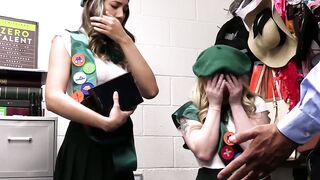 Kimora Quin and Haley Spade shove fingers into their pussies after stealing