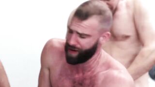 Young stud Michael Boston and three other hotties gag each other cocks Hoe 2