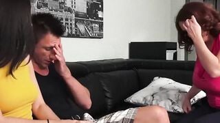 MILF joins stepdaughter and her boyfriend for steamy action