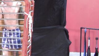 BondageBadBoy.com - BDSM fun with caged dude tormented with hot wax and harsh nipple
