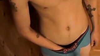 TwinkUndie.com - Hairy bum fiddler's undies-on intense jerk off session