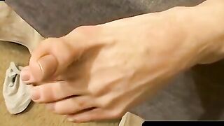 ToesXXX.com - Blonde twink Scottie's sock strip and passionate masturbation