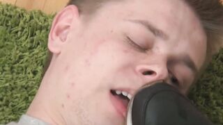 GuysToeSucking.com - Inked gay licks his shoes and sucks his cock before fucking his