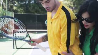 Friendly tennis match turns into a stepson swap with MILFs Kenzie Taylor and Mona Aza